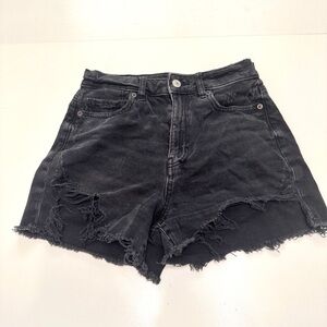 American Eagle black Jean shorts distressed size 0